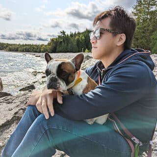 Jeffrey Hsiung and his dog