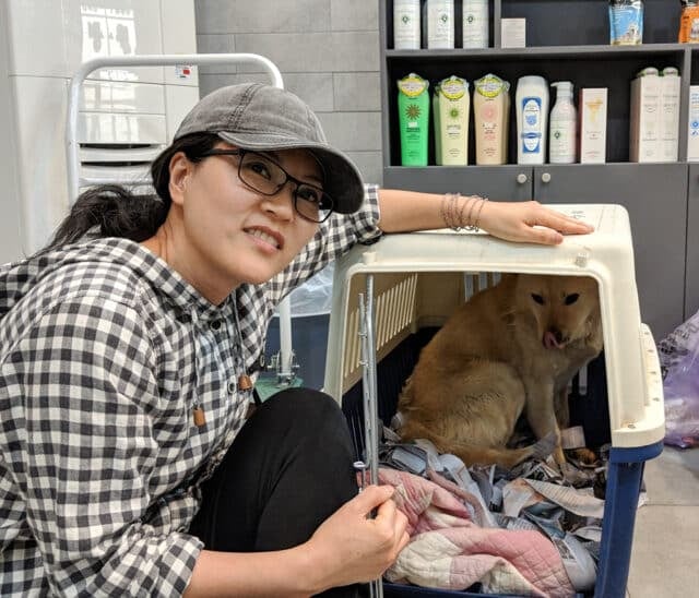 Kobi at a vet clinic with EK