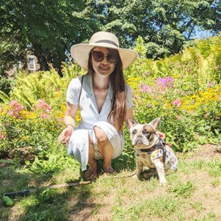Rebecca F. with her dog